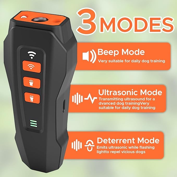 2025 Upgraded Anti Barking Device for Dogs, Ultrasonic Dog Bark Deterrent, Dog Bark Deterrent Devices, Best Anti-Barking Device, 3 Modes & LED Light Portable Indoor & Outdoor