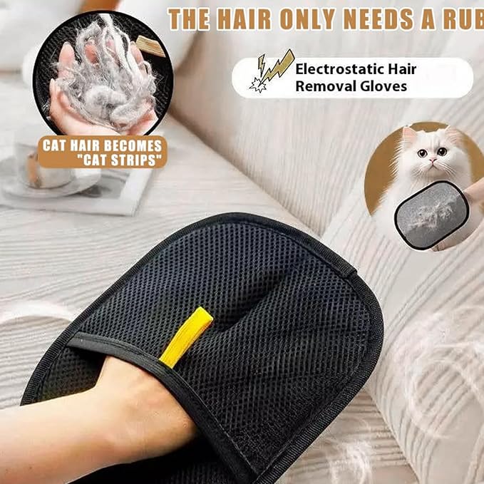 2025 Upgraded Pet Hair Removal Glove |Double-Sided – Reusable Grooming & Bathing Glove for Dogs and Cats |Soft Silcone Touch |Easy Deshedding and Cleaning Mitt (Black, 10 PCS)