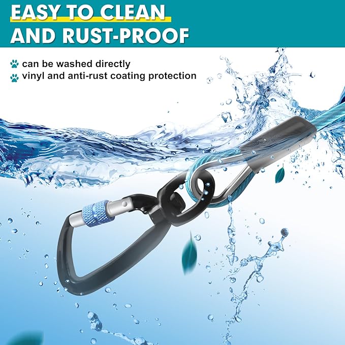 Snagle Paw Heavy Duty Long Dog Leads for Yard 200FT-1000LBS Break Strength,Dog Tie Out Cable with Swivel Lockable Hook & Spring,Chew Proof Dog Chain for Outside,Dog Run Cable for Medium Large Dogs