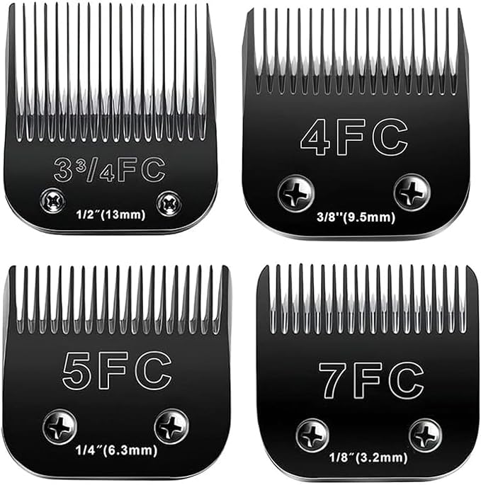 4PCS Dog Grooming Replacement Blades Compatible with Andis/Oster A5/Wahl KM-10 Series Dog Clippers,Detachable Clipper Replacement Blade,Black (4PCS Black-#3FC+4FC+5FC+7FC)