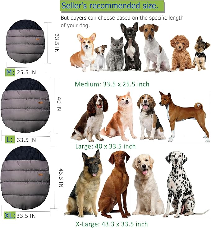 Soft Warm Dog Sleeping Bag, Large Portable Waterproof Camping Pet Bed, Packable Dog Bed for Camping, Hiking, Indoor Use