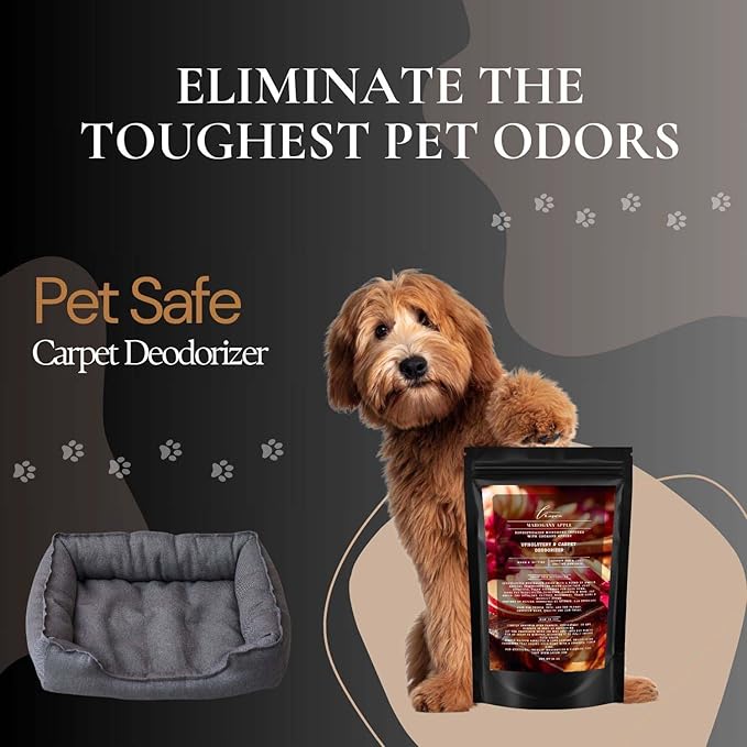 Mahogany Apple Carpet Freshener Powder: Powerful Odor Eliminator for Home, Upholstery Deodorizer, Carpet Deodorizer, Pet Urine, Cat Litter Box - Mahogany Apple Fragrance