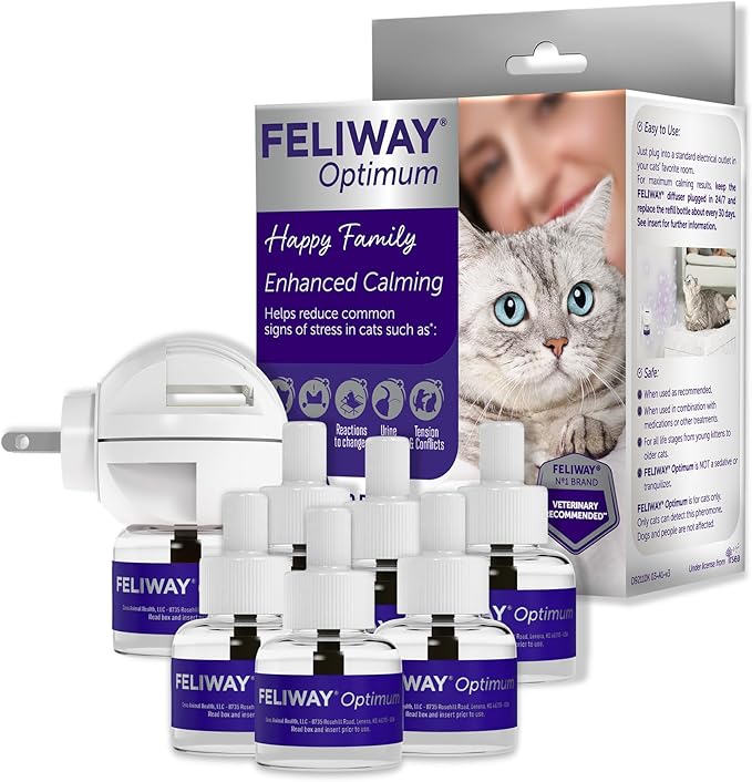 FELIWAY Optimum Cat, Enhanced Calming Pheromone Diffuser: 1 Diffuser Kit & 6 Refills