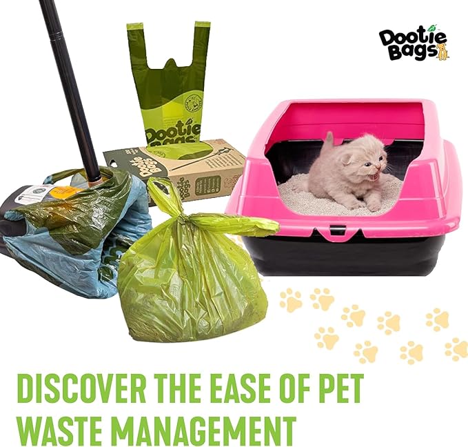 Pooch Approved Large Dootie Bags - Dog Poop Bags - Tie-Handles - 100 Count Dootie Strong and Leakproof - Perfect for Dogs & Cats - Litter - Pet Waste Cleanup - Swivel Bin & GoGo Stik Scoopers