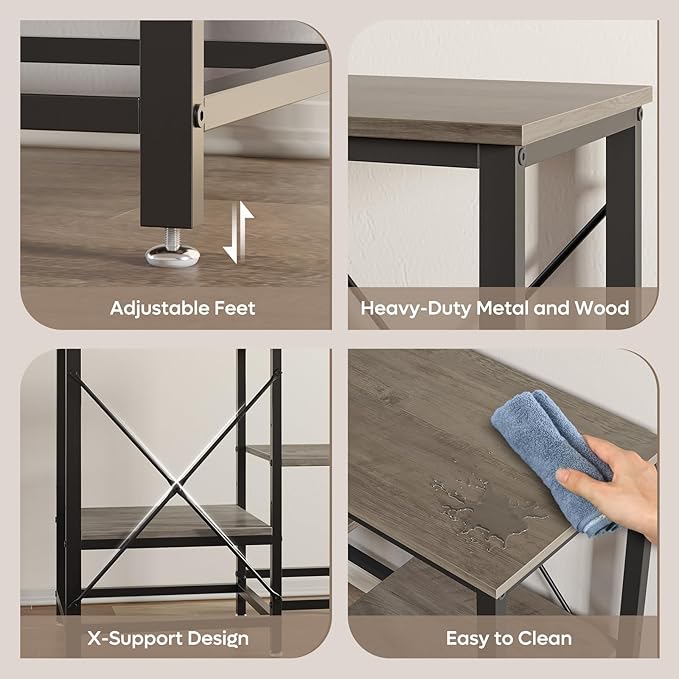 40-50 Gallon Fish Tank Stand with Charging Station, 36x19 Metal Aquarium Stand with 3-Tiers Adjustable Storage Shelves, 6-Legs Reptile Terrarium Stand, 660 LBs