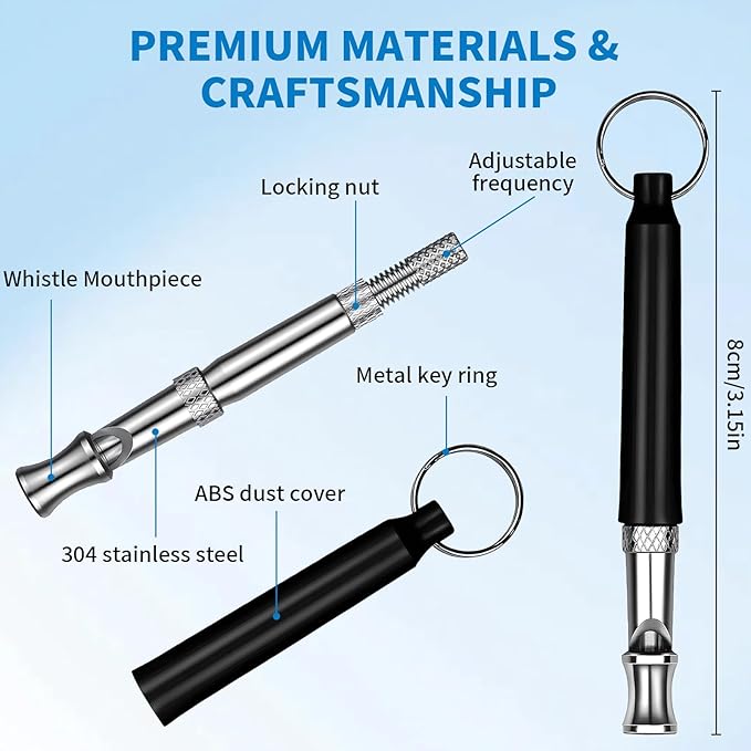 3 Pack Dog Whistle to Stop Barking Neighbors Dogs, Adjustable Silent Dogs Whistle, Training Whistles with Lanyard, Recall Training Whistles to Stop Barking Neighbors Dog(Black, White, Red)