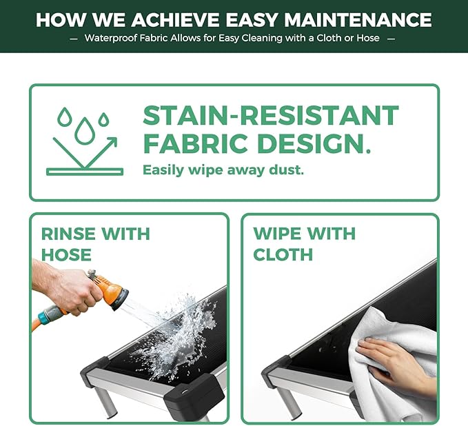 FXW TitanNest Chew-Proof Elevated Dog Bed, Raised Cot for Indoor/Outdoor/Camping Use, Durable & Washable Padded Pet Bed for Medium Dogs, 41.0" L x 27.0" W x 5.0" H, Black