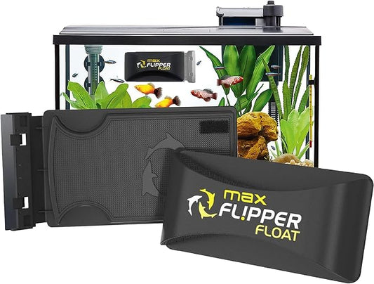 FL!PPER Flipper Cleaner Float - 2-in-1 Floating Magnetic Aquarium Glass Cleaner - Fish Tank - Scrubber & Scraper Aquarium Cleaning Tools – Fish Tank, Max