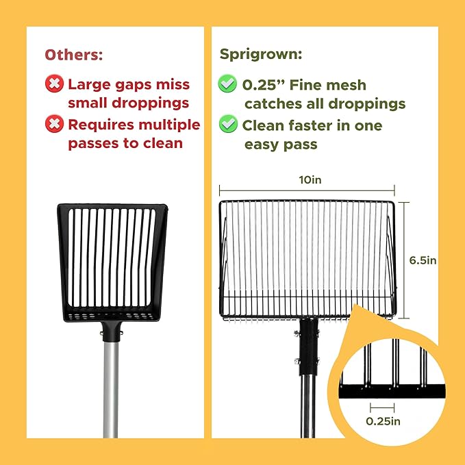 Premium Chicken Poop Scooper for Sand - Durable Chicken Coop Scoop Set - Sifting Shovel for Coop Cleaning - Metal Sand Sifter for Poultry Run - Poultry Litter Tools