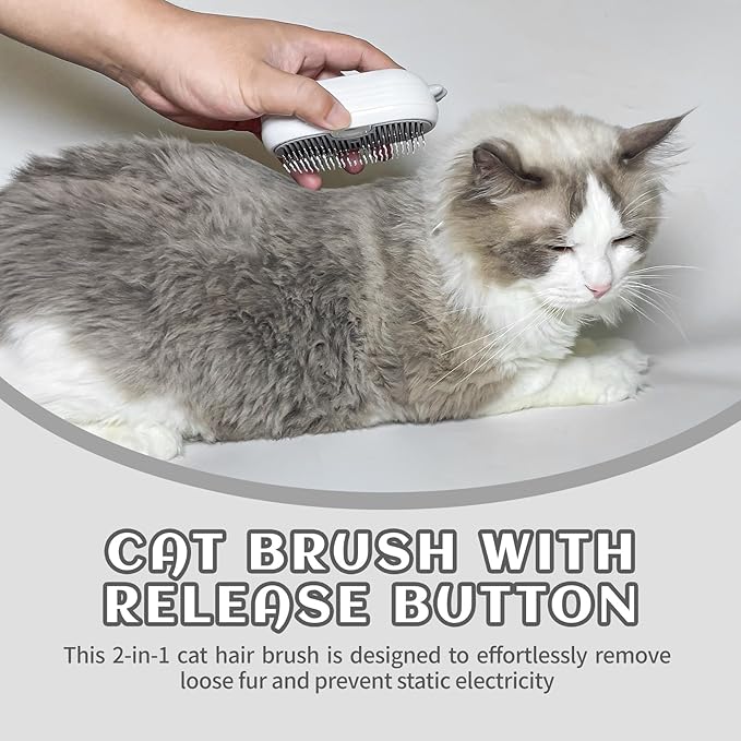 3-in-1 Rechargeable Steam Brush for Cats & Dogs - Anti-Static Spray Pet Grooming Brush with Warm Mist Massage, Hair Shedding Control, Detangling Comb & Cleaning Tool for Effective Deshedding