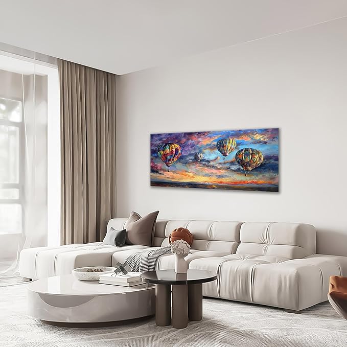 Extra Large Wall Art Hot Air Balloons Canvas Living Room Pictures Framed Prints Colorful Oversize Wall Decor Animal Painting Artwork for Bedroom Dining Home 60"x30"