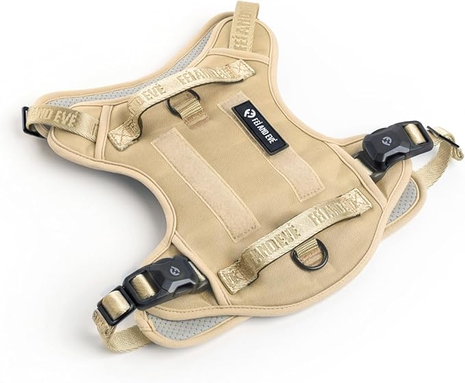 2025 New Edition, Fei & Eve MagEase Dog Harness - 3-Second Magnetic Buckles | 3-Point No-Pull Control | Heavy-Duty 900D Nylon | Dual Safety Handles | Breathable Mesh | Adjustable Fit, Large, Champagne