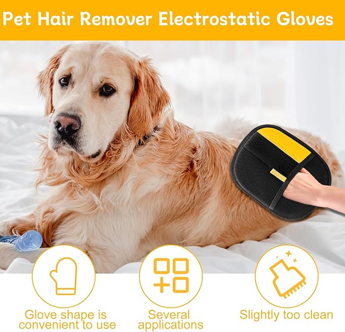 2025 Pet Hair Removal Glove for Cats & Dogs,3pcs Electrostatic Pet Hair Remover,Efficient Grooming Gloves for Pet Hair,Reusable Cat & Dog Hair Remover for Furniture,Couch,Curtain,Carpet