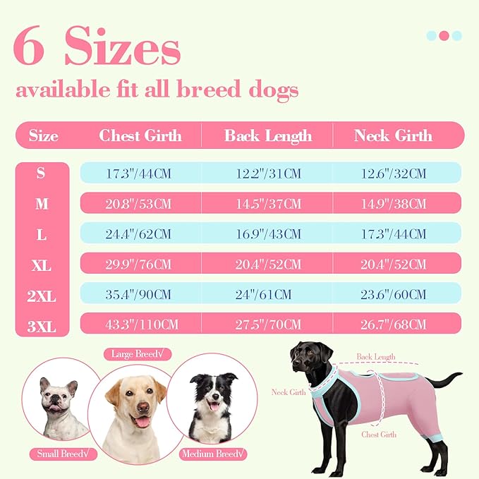 ROZKITCH Dog Surgery Leg Sleeve Rear Legs, Male Female Pet Prevent Licking Wound Elbow Knee Protector, Dog Recovery Suit Cone Collar Alternative Pants Shirt for Wound Heal Wrap Pink L