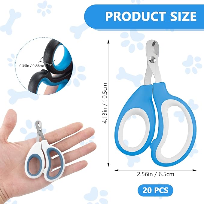 20 Pcs Cat Nail Clipper Bulk Kitten Claw Trimmer Pet Nail Cutter Claw Care for Cats, Kittens, Bunny, Puppy, Rabbit, Gatos, and More