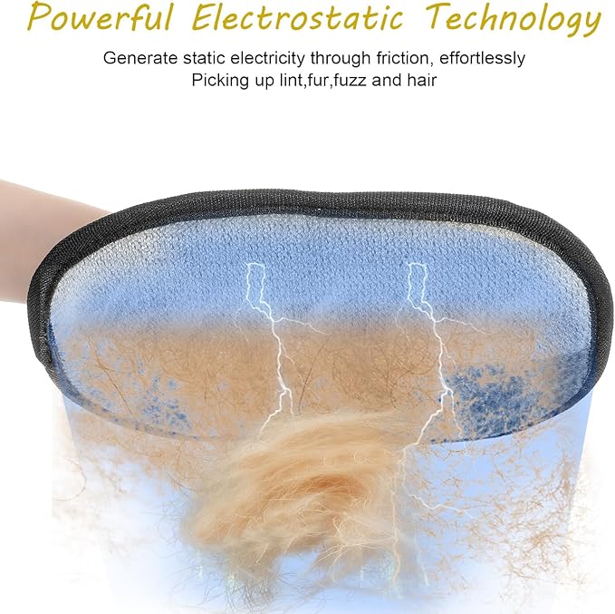 2Pcs Pet Hair Removal Gloves, Reusable Pet Cat Dog Hair Removal Grooming Gloves, Electrostatic Cat Grooming Glovee for Hairs Removals, for Couch, Furniture, Carpet, Car Seat