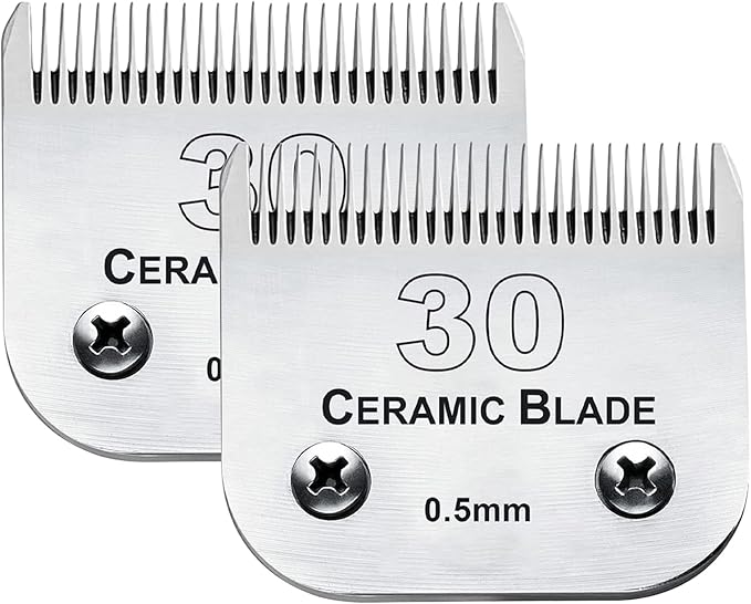 2Pack 30 Blade Dog Grooming Clipper Blades Compatible with Andis/Wahl/Oster Dog Clippers,Detachable Stainless Steel Blade,Size-30, 1/50-Inch Cut Length (64260)