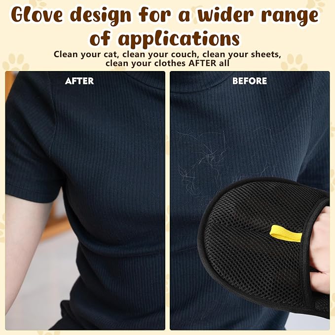 2Pcs Pet Hair Removal Glove, New Upgrade Efficient Grooming Gloves for Pet Hair,Cat Grooming Gloves for Hair Removal,Versatile Reusable Electrostatic Pet Hair Remover Glove