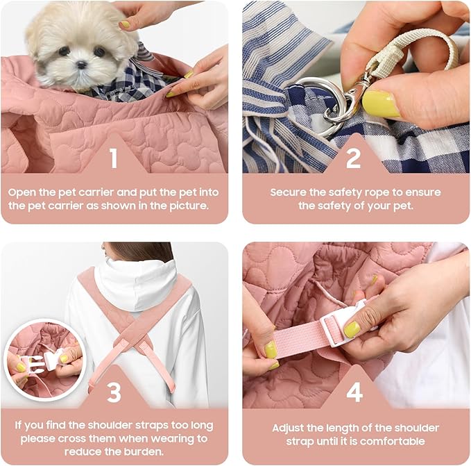 Pet Carrier Backpack, Adjustable Pet Front Cat Dog Carrier Backpack Travel Bag for Small Medium Dogs Cats and Rabbits, Safety Strap with Removable Bottom Plate for Camping Hiking Traveling