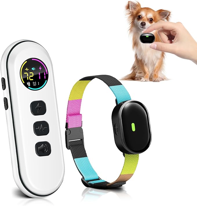 2025 Upgraded Ultra-Small Shock Collar, Ultra-Light & Thin Shock Collar for Small Dogs 5-15lbs, Ultra-Modern Design, 3 Training Modes-Beep, Vibration and Shock with Safety Lock, IPX7 Waterproof
