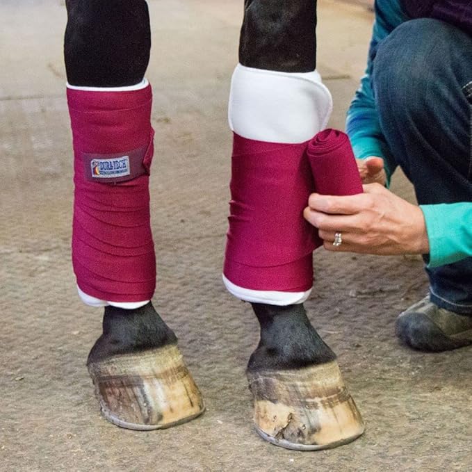 Dura-Tech Standing Wraps for Horses | Color Red | Optimal Comfort & Support | Ideal for Post-Exercise & Trailering | Right Tension Application | Secure Closure