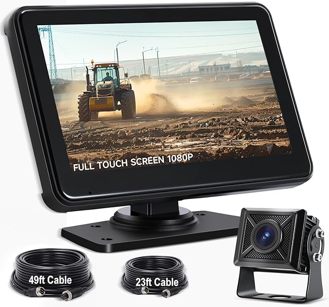 AHD1080P Wired Backup Camera with 7'' Touch Screen Monitor, Rear View Camera System for Truck/RV/Trailer/Skid Steer/Tractor, Colorful Night Vision&10G Vibration Truck Rv Camera System