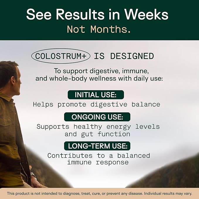 Adapt Naturals Colostrum Supplement with Lactoferrin & Beta-Glucan, Bio-Avail Grass Fed Bovine Colostrum Powder for Gut Health, Immune Support & Vitality | Non-GMO, 2500mg, Unflavored - 60 Days Supply