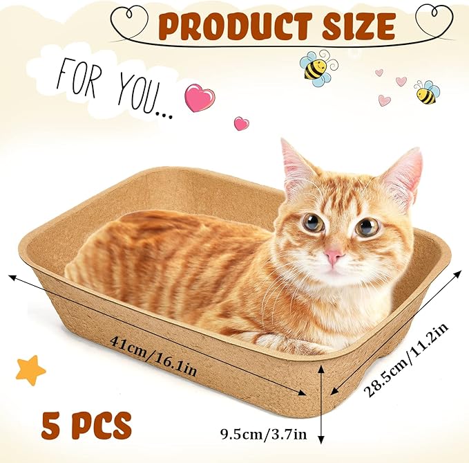 Tessco 15 Pack Small Disposable Litter Box Kitten Disposable Cat Litter Tray 16.1 x 11.2 x 3.7 Inch Paper Box for Indoor Outdoor Small Animals Cat, Hamster, Guinea Pig, Mice, Bunny and More