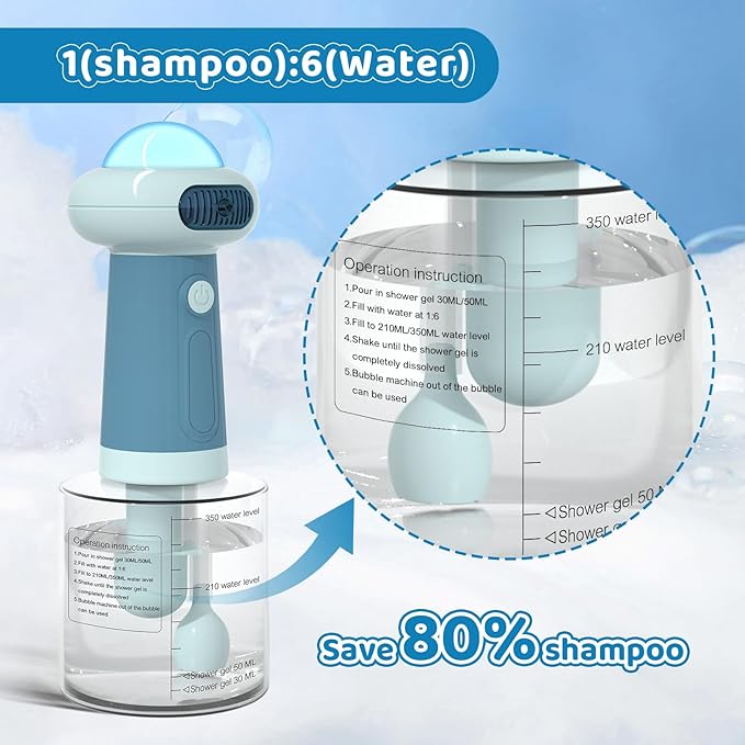 Electric Dog Shampoo Dispenser,IPX7 Cat Shampoo Sprayer,Pet Bath Supplies Automatic Foaming Shampoo Dispenser for Dog Deep Cleaing,Kitchen Sink，Bathroom Blue