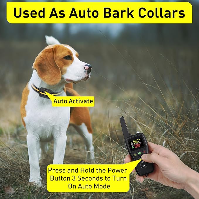 PetJoy Automatic Bark Collar for Dogs - Shock Collar with Remote and Auto Modes, Bark Training Combo - Level 1-5, 3300 Ft Range