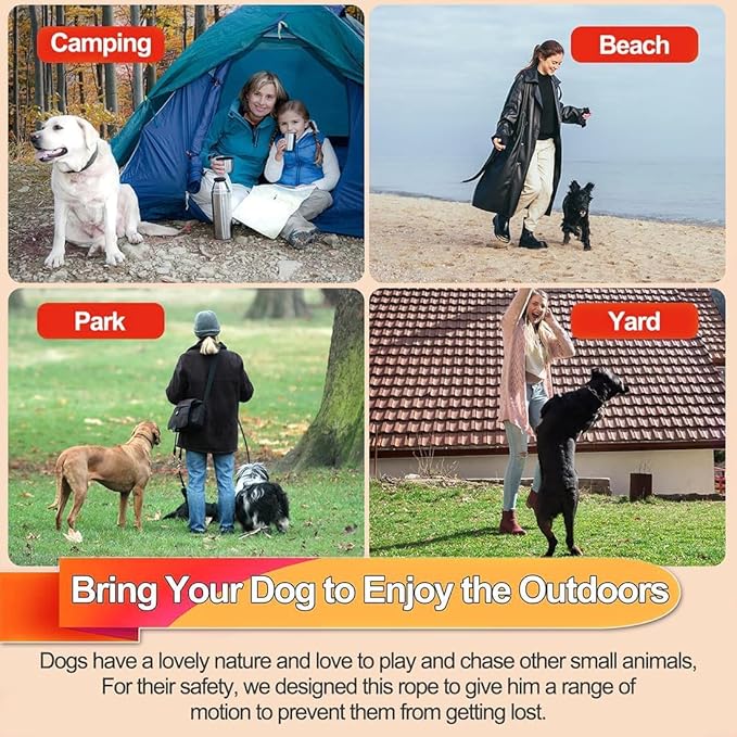Tie Out Cable for Dogs,100FT Dog Leads,Heavy Duty Tie Out Cable for Large Dogs Up to 125lbs,Durable Dog Runner Tether Line for Outdoor,Yard