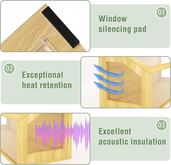 32" Wooden Hamster Cage, Chewproof Gerbil Cages and Habitats, Openable Top Roof Window with Silencing Pad, Guinea Pig Cage for Small Animals, Dwarf and Syrian Hamster, 32 x 16 x 16 Inches