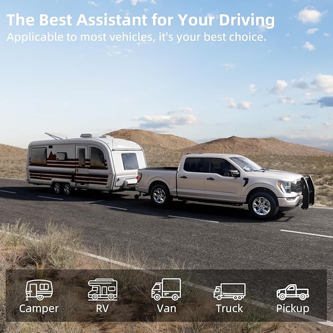 Fookoo HD Magnetic Wireless Backup Camera, 1080P 7" Dual Split Monitor & Rechargeable Rear View Cameras, Lower Consumption 1-Min Installation No Drilling Recording for RV Trailer Truck Camper DCX702