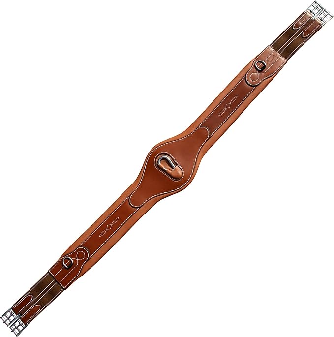 Exion Designer Anatomic Snap Over Lay Girth | Comfortable Leather Horse Girth for English Saddles | Jumping & Riding
