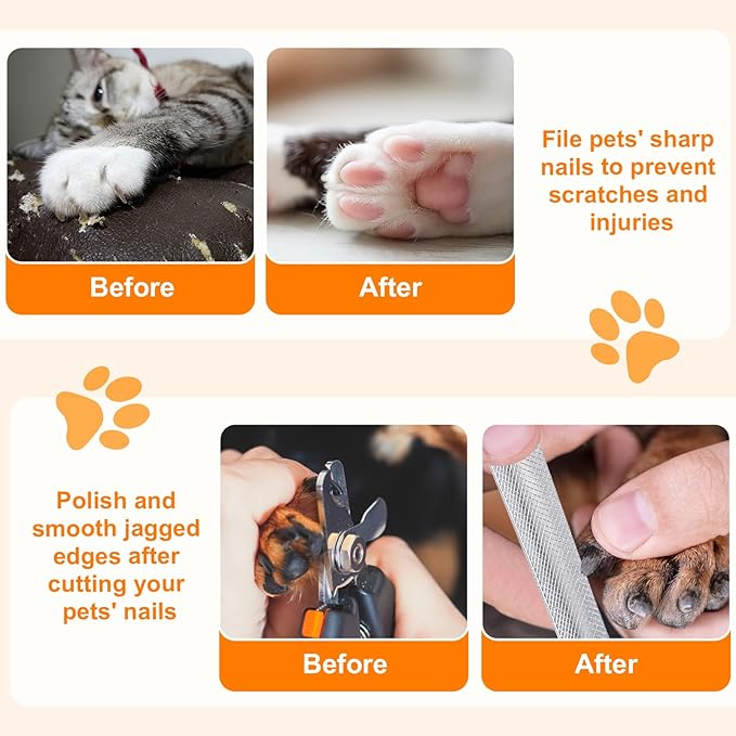 Dog Nail File, Pet Nail Filer for Smooth and Shape All Toenail Types, Polish Off Rough Edges, Remove Burs for Outdoor & Indoor Dog, Cat, Puppy, Kitten, Bird, Durable Metal Nail Grooming Tool