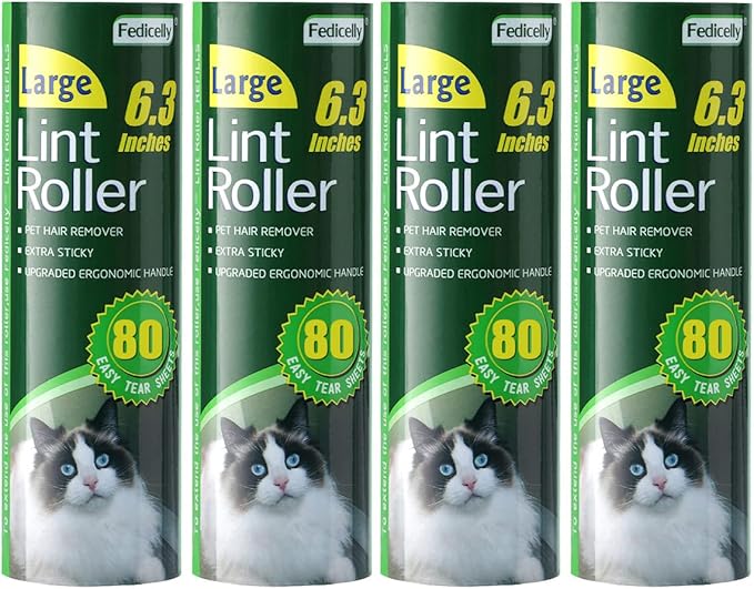 Floor Lint Rollers Pet Hair Extra Sticky with Retractable Long Handle,Large Cat Dog Hair Remover Laundry Clothes Carpet Furniture,6.3 inches Wider with 640 Sheets Giant Lint Remover Brush for Couch