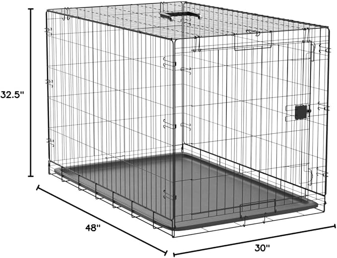 Amazon Basics Durable, Foldable Metal Wire Dog Crate with Tray, Single Door, 48 x 30 x 32.5 in, Black