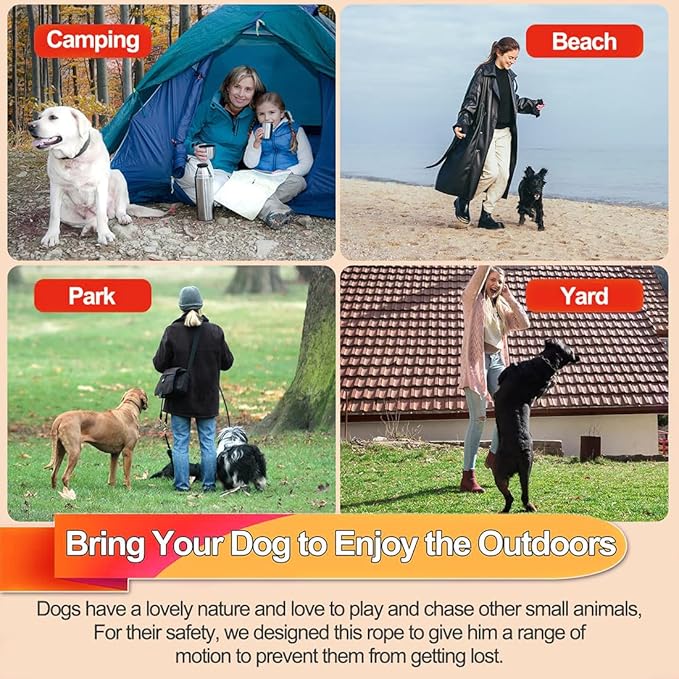 Tie Out Cable for Dogs,50FT Dog Leads,Heavy Duty Tie Out Cable for Large Dogs Up to 125lbs,Durable Dog Runner Tether Line for Outdoor,Yard