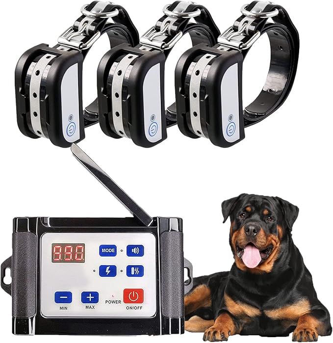 2 in 1 Wireless Dog Fence & Remote Training Collar, 2023 Pet Containment System, Dog Electric Boundary Container System, Adjustable Control Range, Waterproof, for 1 2 3 Dogs,for3dogs