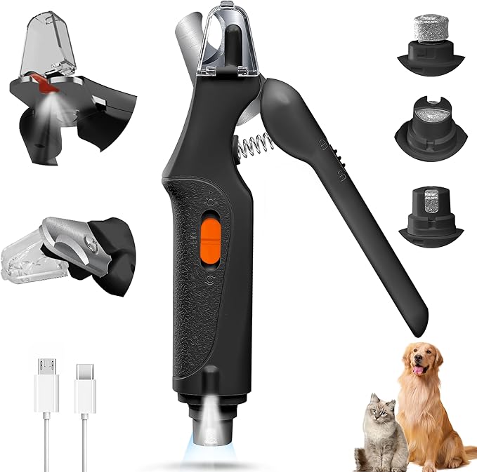 2 in 1 Dog Nail Clippers and Grinder with Lights & Cat Nail Clipper for Large Medium Small Dogs Cats Nail Trimmers USB Rechargeable with 2 LED Lights Dog Claw Care for Non-Black Nails
