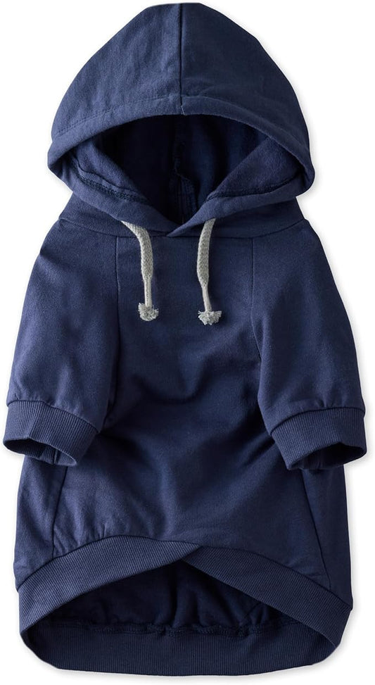 Rocky – The Orginal Lightweight Hooded TEE 100% Organic Cotton Dog Hoodie Pet Coat Sweater for Small, Medium, Large Dogs, Navy, Large