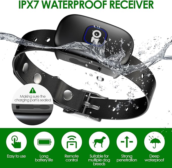 2 in 1 Wireless Dog Fence & Remote Training Collar, Pet Containment System with Adjustable Radius Range 16ft to 393ft, Waterproof & Rechargeable Training Collar Receivers for All Dogs (Black)