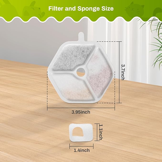 9 Packs Replacement Filters and Sponges for 152oz/4.5L Wireless Cat Water Fountain, ZEKIRY Cat Water Fountain Filters, 5-Layer Filtration System Pet Fountain Filters