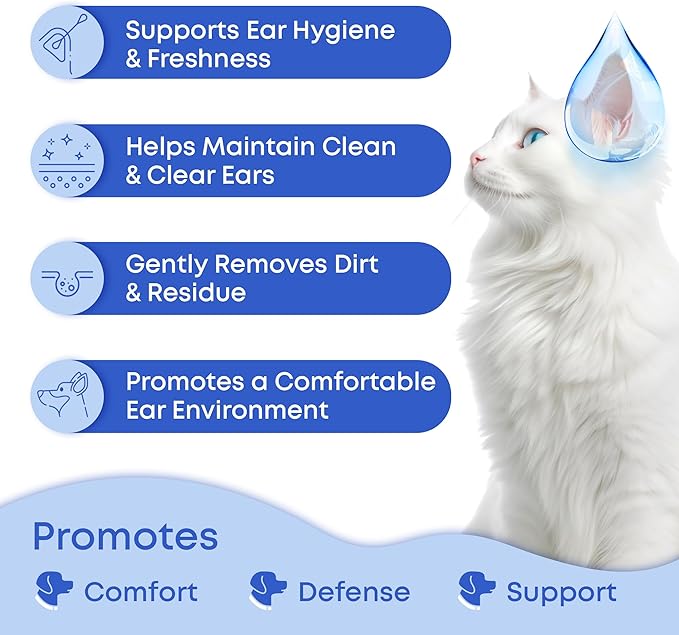 Ear Cleaner Drops & Wash Solution for Cats and Dogs – Gentle Ear Hygiene, Wax Removal & Odor Control for Pets