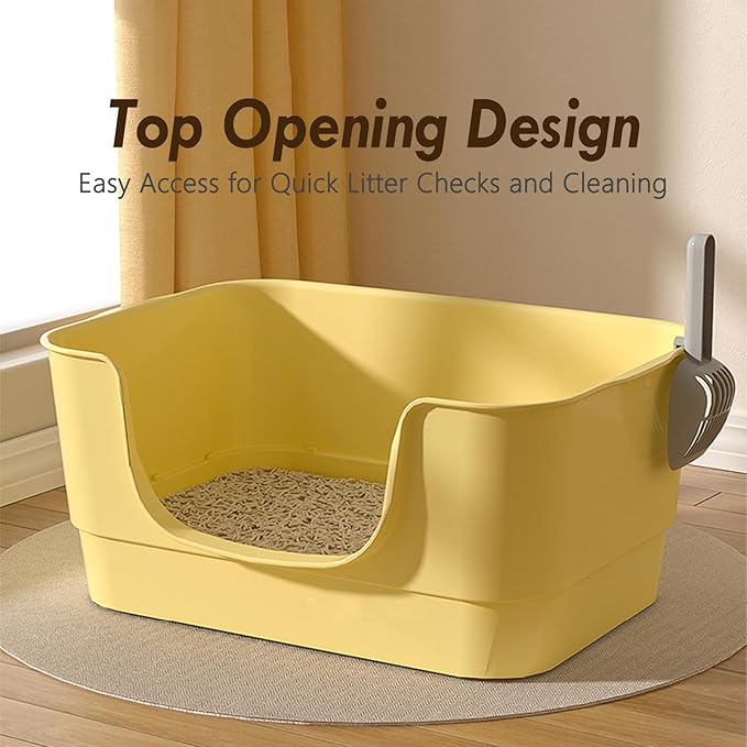 Extra Large Cat Litter Box with High Sides,23.23"×16.34"×8.46",Jumbo Kitty Litter Box with Low Entry,XL Cat Boxes for Indoor Cats,Easy to Clean,Anti-Splashing(White)