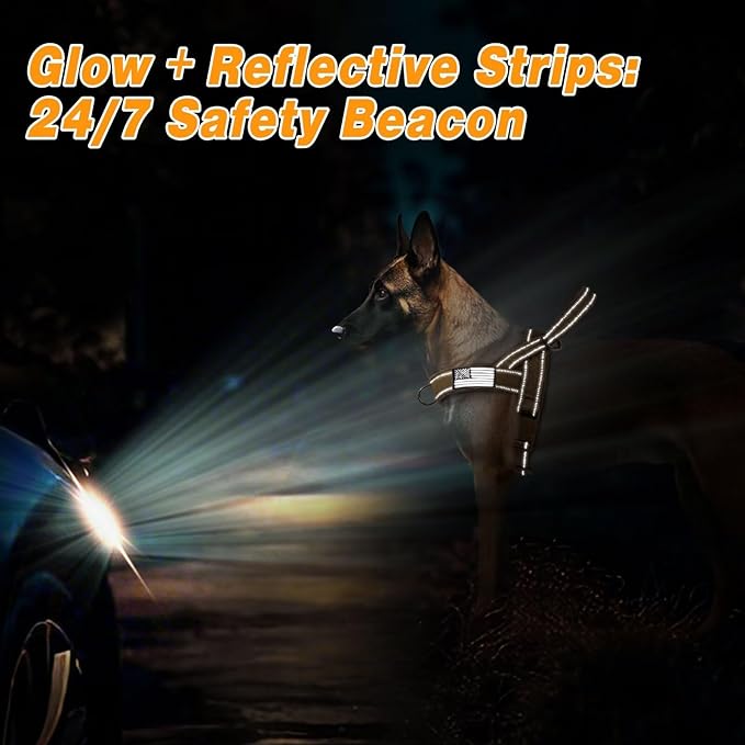 Forestpaw No Pull Dog Harness - Soft Flannel Padded Tactical Dog Vest Harness with Quick Release Buckle, Adjustable Reflective Pet Harness for Medium Large Dogs Walking Training,Brown L