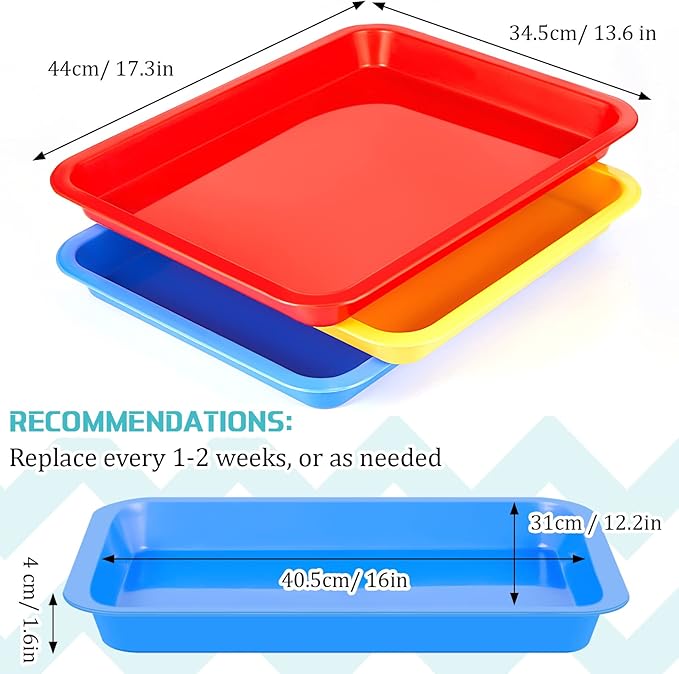 Tessco for you 3 Pcs Open Small Kitten Litter Box Rabbit Pan Waterproof Plastic Litter Tray Travel Toilet for Cats Bunny Guinea Pig Small Pet, Easy Clean(Classic Color,17.3 x 13.6 x 1.6 Inch)