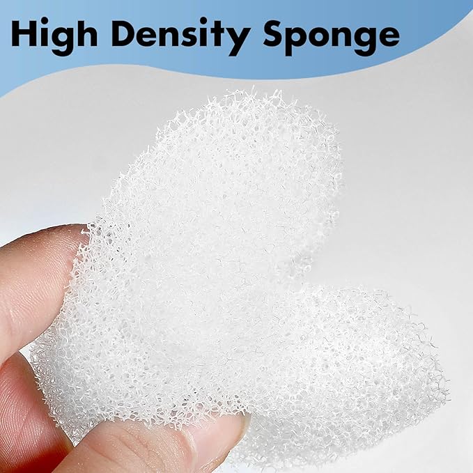 16 Pack Cat Water Fountain Filters Replacement, 8 Carbon Filters and 8 Foam Sponge Pre-Filter Fit for Multiple Ceramic and Stainless Steel Pet Fountains