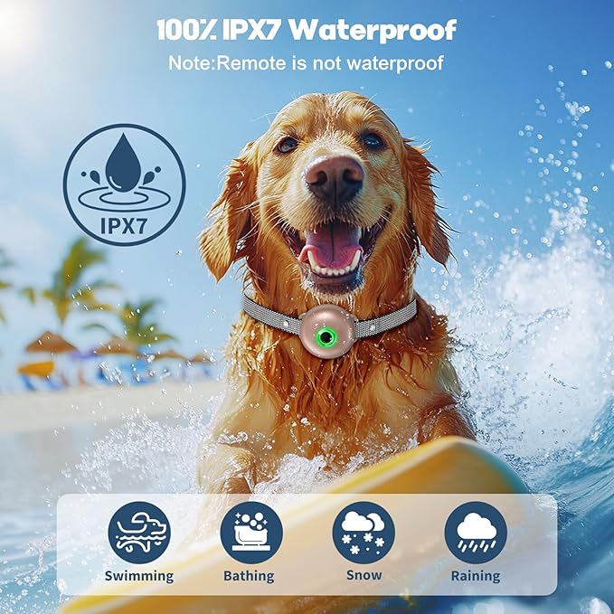 Dog Shock Collar, Dog Training Collar with Remote 2600FT, IPX7 Waterproof Rechargeable E-Collar, 3 Training Modes for All Breeds 10-120lbs (Gold)