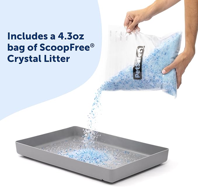 Official PetSafe ScoopFree Reusable Tray with Crystal Cat Litter - Includes 4.3 lb of ScoopFree Original Blue Crystal Litter - Compatible with All PetSafe ScoopFree Self Cleaning Litter Boxes